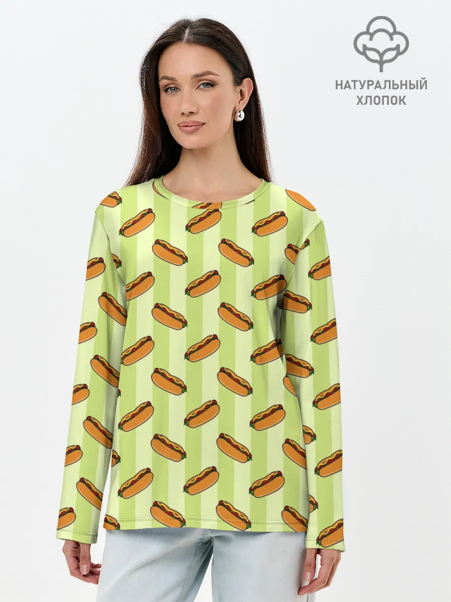 Лонгслив женский. Хлопок / Хотдог