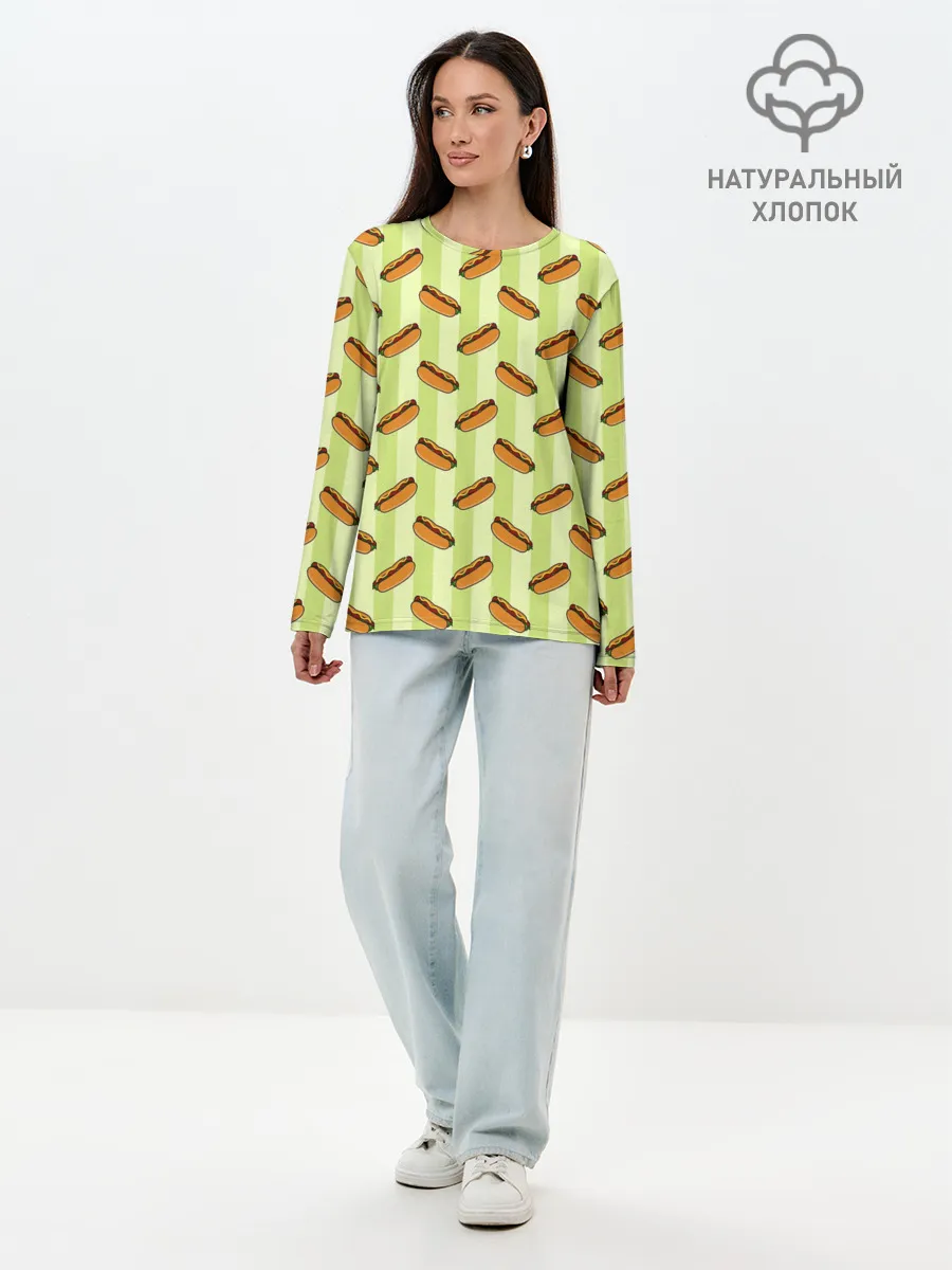 Лонгслив женский. Хлопок / Хотдог