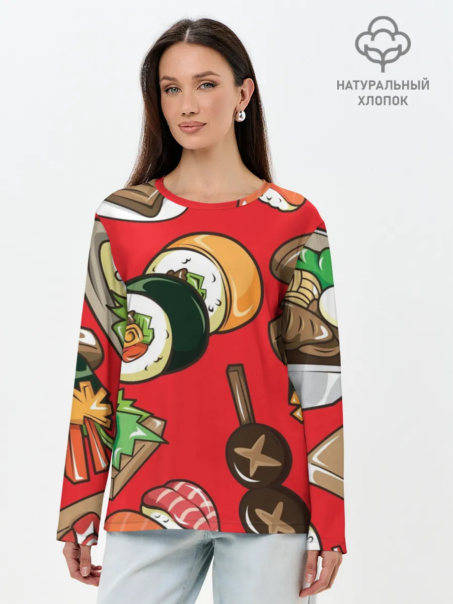 Лонгслив женский. Хлопок / Еда