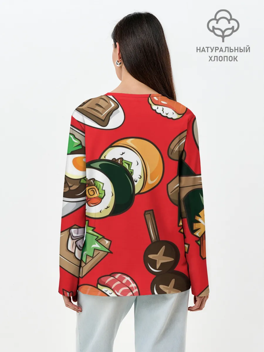 Лонгслив женский. Хлопок / Еда