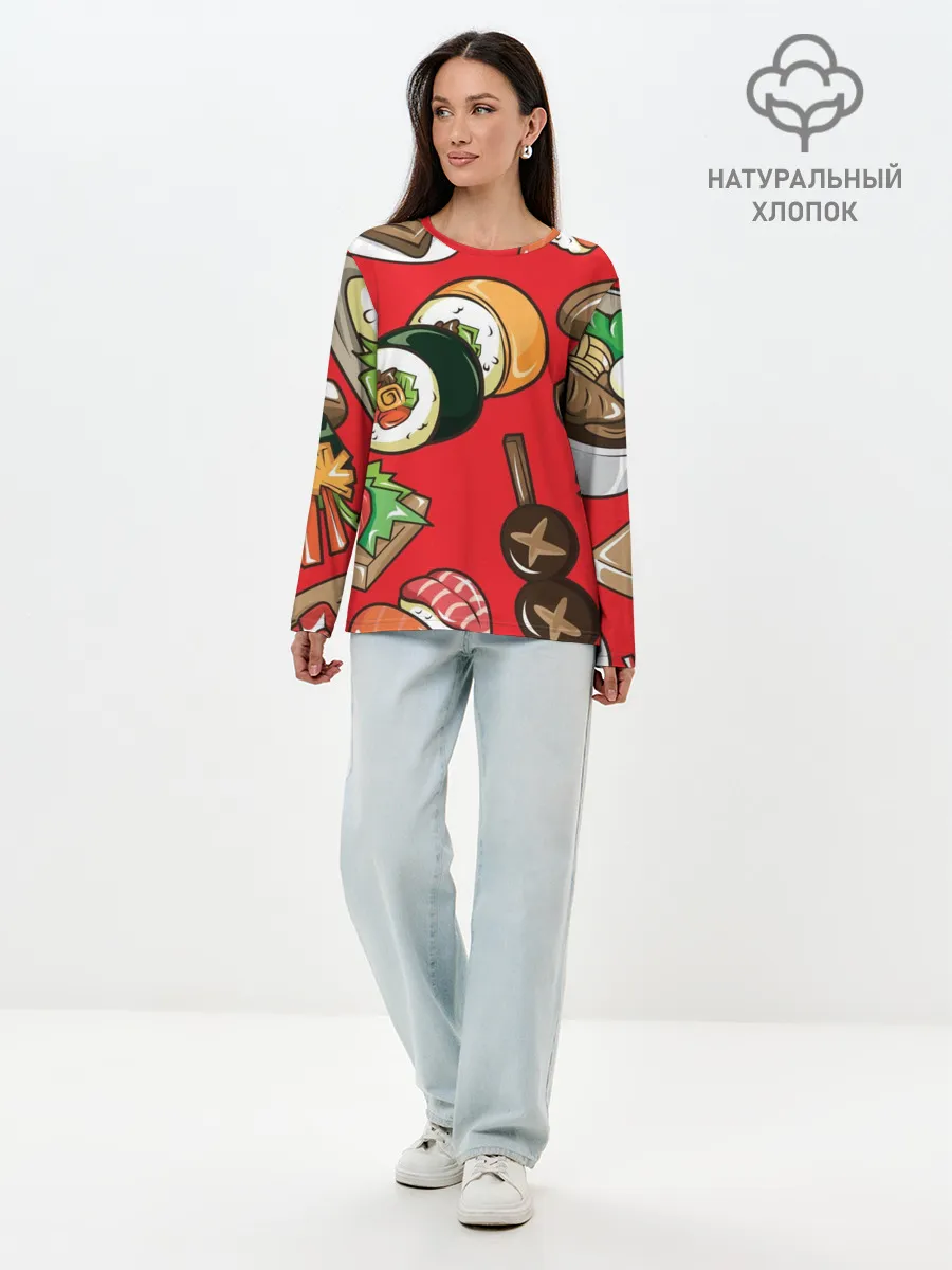 Лонгслив женский. Хлопок / Еда