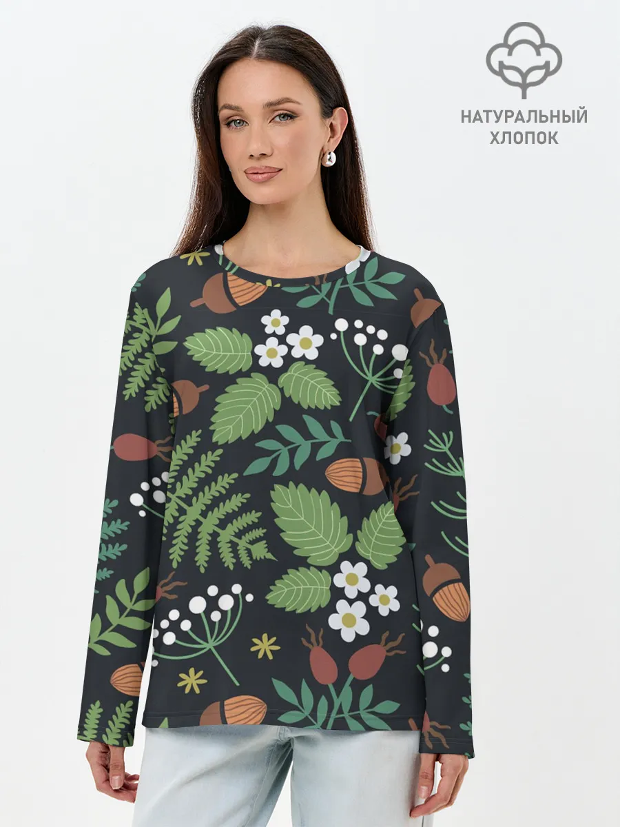 Лонгслив женский. Хлопок / Природа