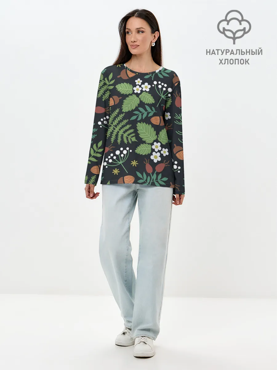 Лонгслив женский. Хлопок / Природа