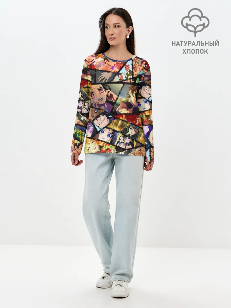 Лонгслив женский. Хлопок / КЛИНОК РАССЕКАЮЩИЙ ДЕМОНОВ