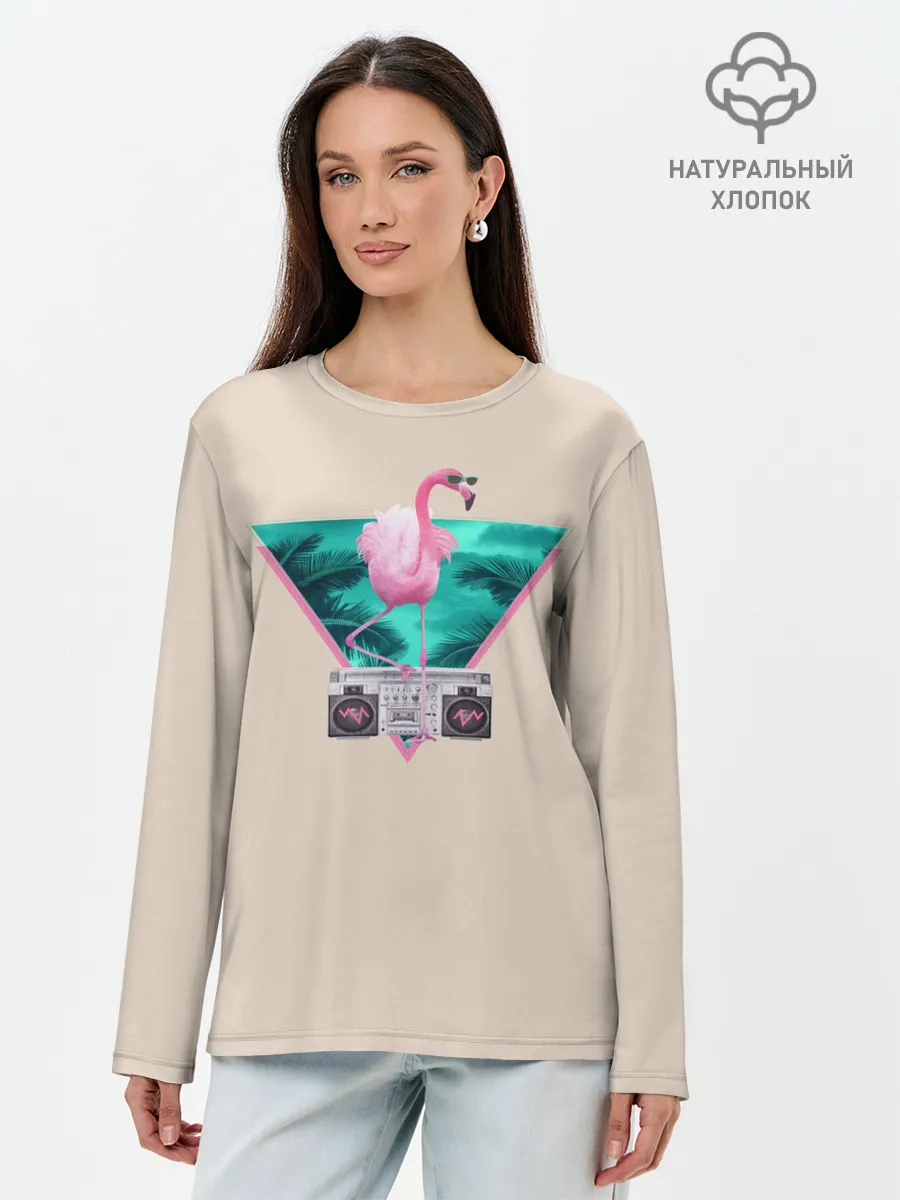 Лонгслив женский. Хлопок / Фламинго