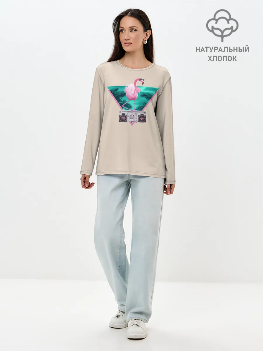 Лонгслив женский. Хлопок / Фламинго