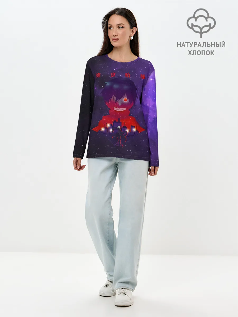 Лонгслив женский. Хлопок / Канеки над Токио