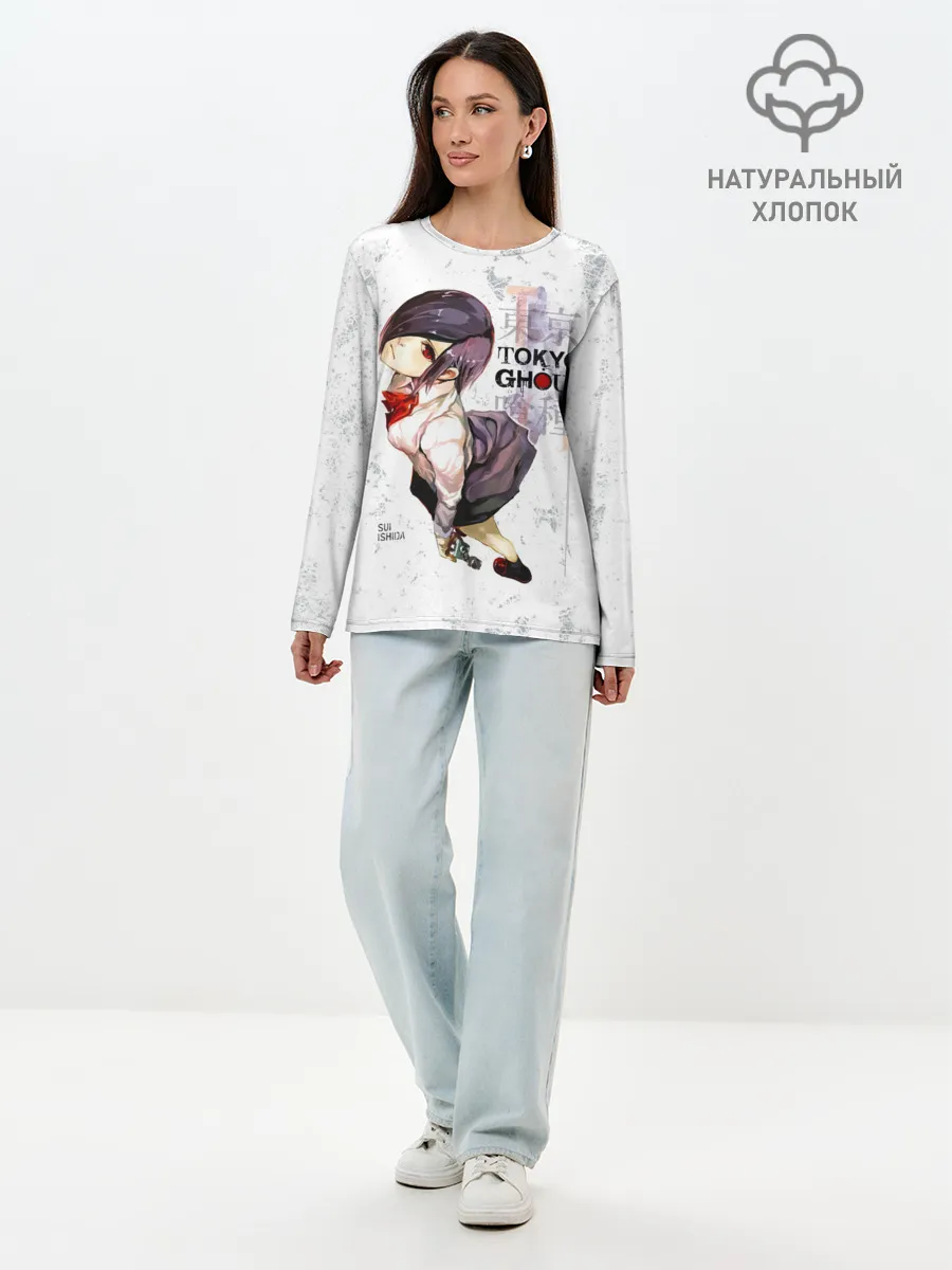 Лонгслив женский. Хлопок / Тоука Киришима в школьной форме