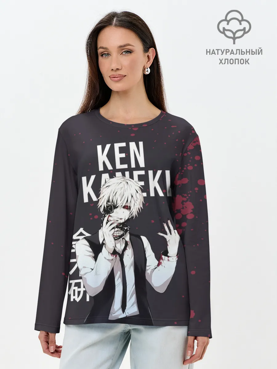 Лонгслив женский. Хлопок / Ken Kaneki | Tokyo Ghoul