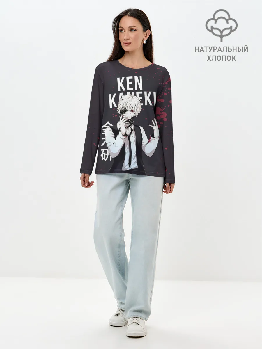 Лонгслив женский. Хлопок / Ken Kaneki | Tokyo Ghoul