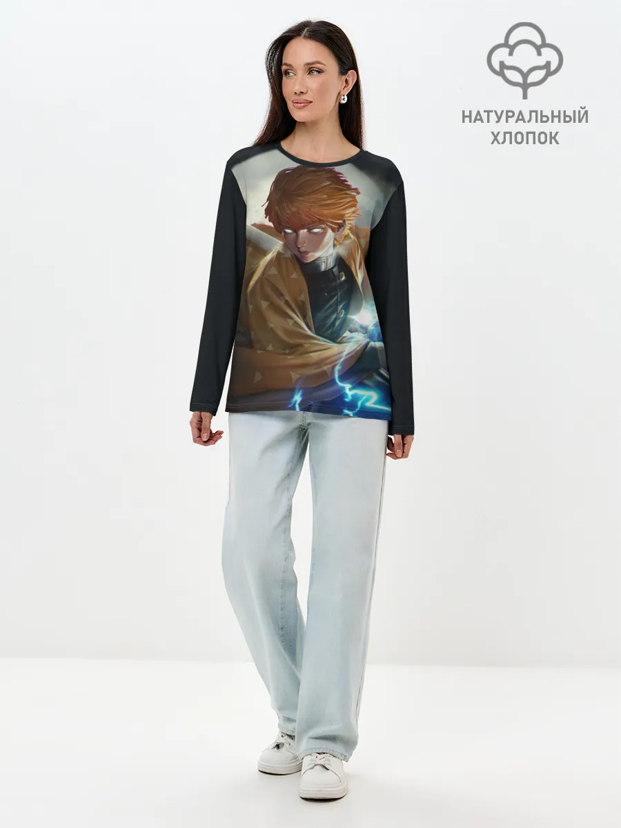 Лонгслив женский. Хлопок / КЛИНОК РАССЕКАЮЩИЙ ДЕМОНОВ