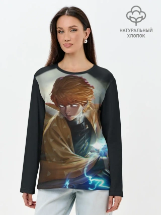 Лонгслив женский. Хлопок / КЛИНОК РАССЕКАЮЩИЙ ДЕМОНОВ