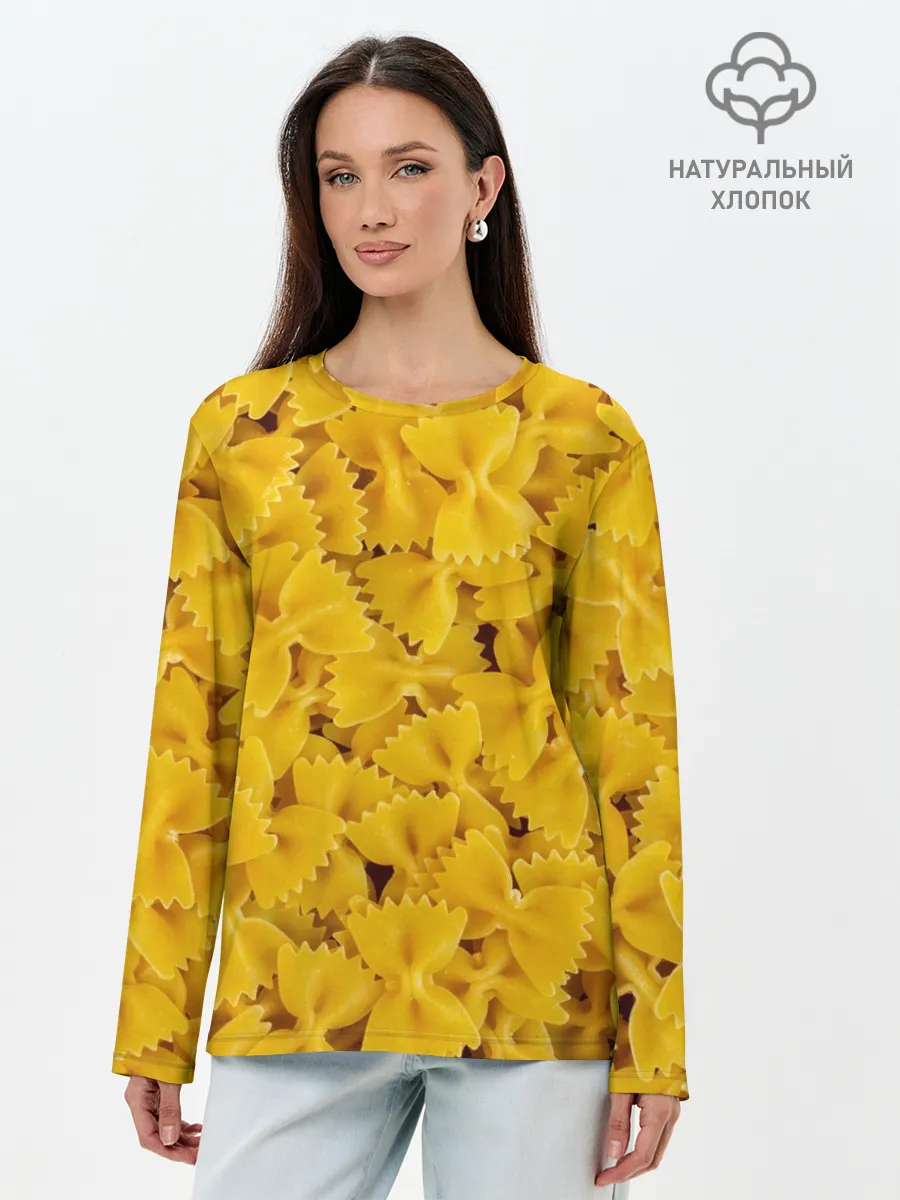 Лонгслив женский. Хлопок / Макароны бабочки