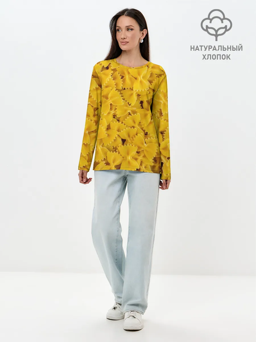 Лонгслив женский. Хлопок / Макароны бабочки