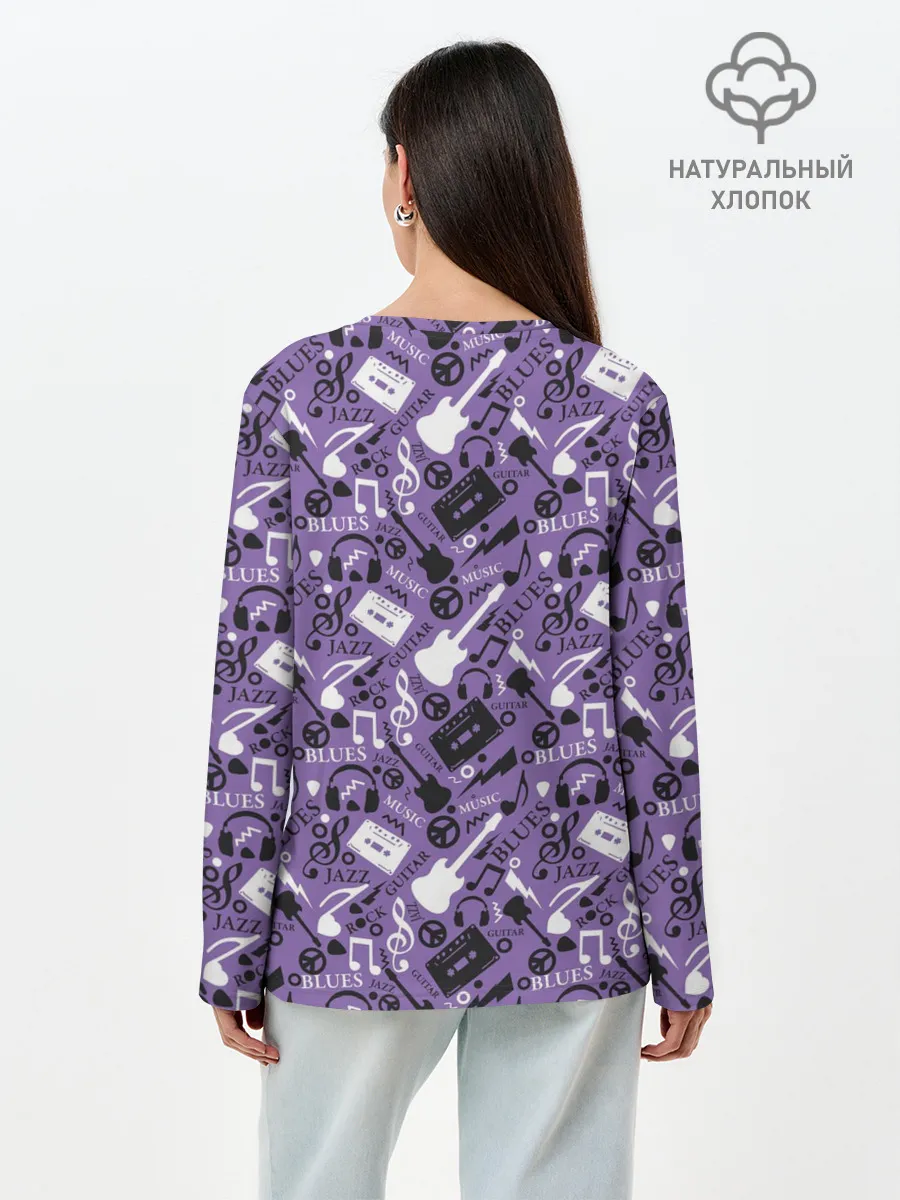 Лонгслив женский. Хлопок / Музыка