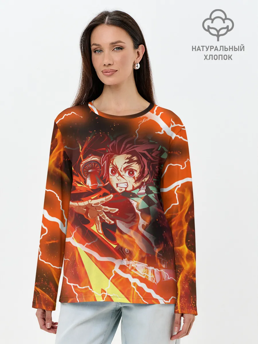 Лонгслив женский. Хлопок / КЛИНОК РАССЕКАЮЩИЙ ДЕМОНОВ