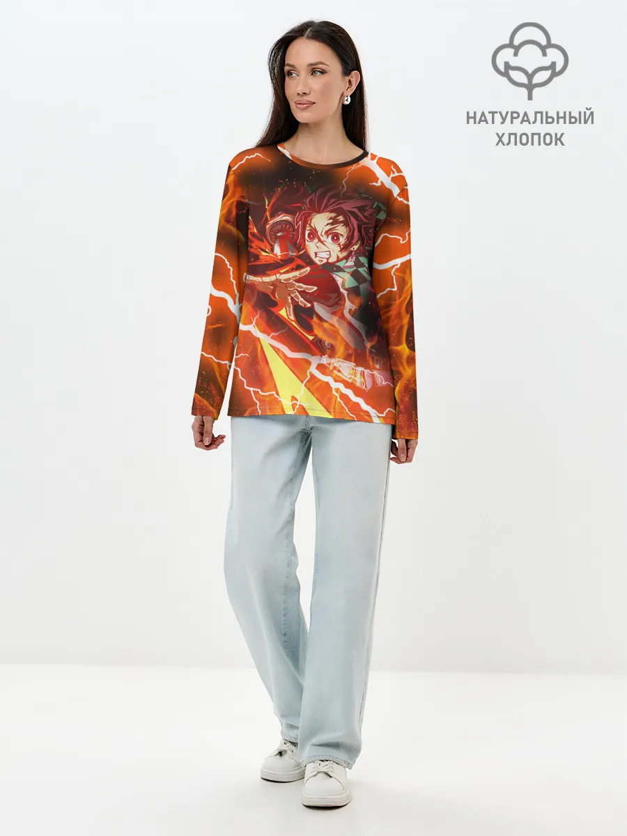 Лонгслив женский. Хлопок / КЛИНОК РАССЕКАЮЩИЙ ДЕМОНОВ