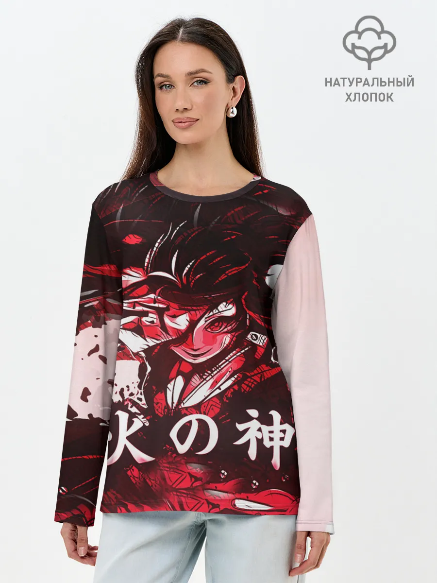 Лонгслив женский. Хлопок / КЛИНОК РАССЕКАЮЩИЙ ДЕМОНОВ