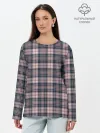 Лонгслив женский. Хлопок / Клеточный узор