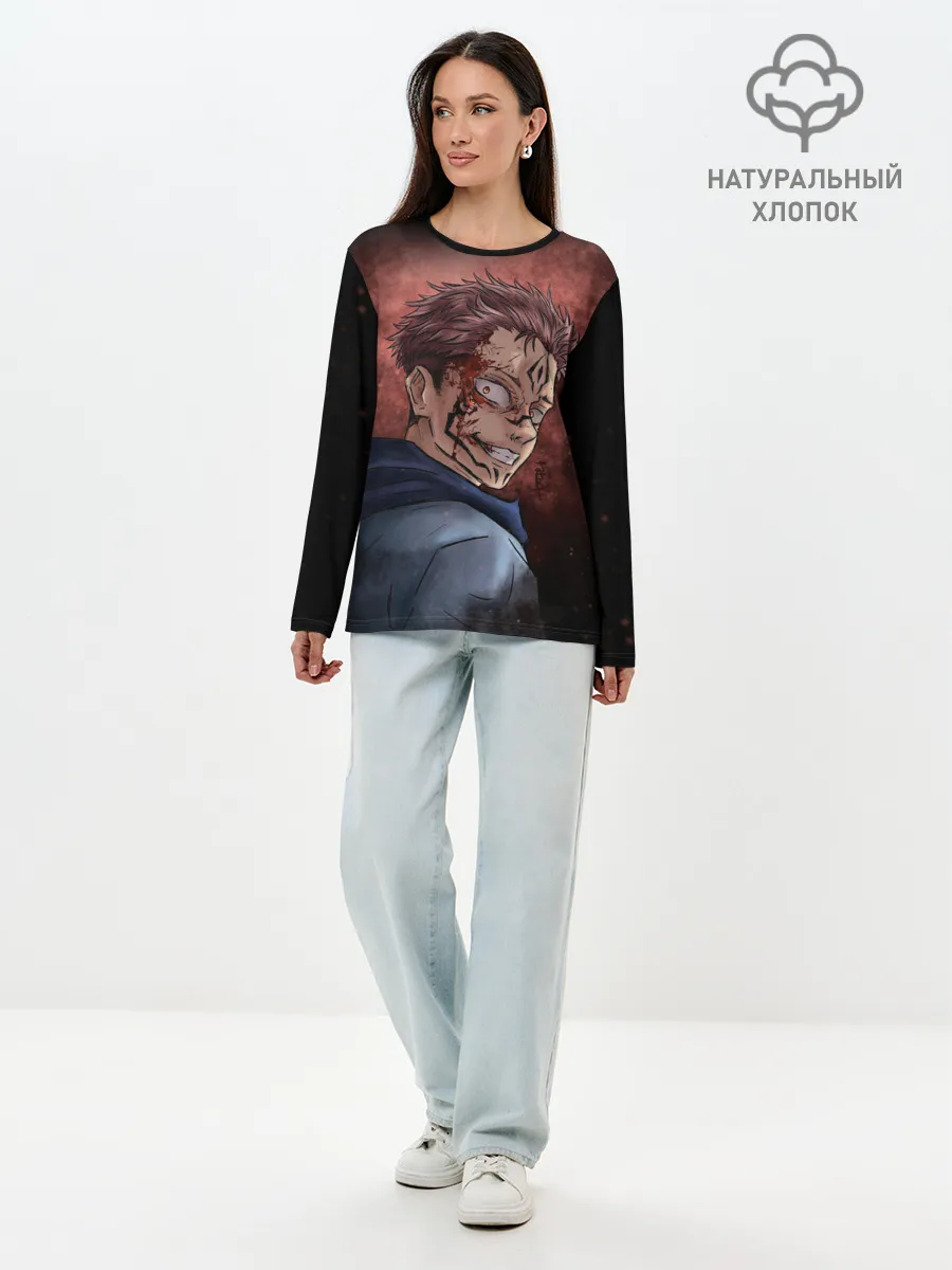 Лонгслив женский. Хлопок / МАГИЧЕСКАЯ БИТВА / SUKUNA