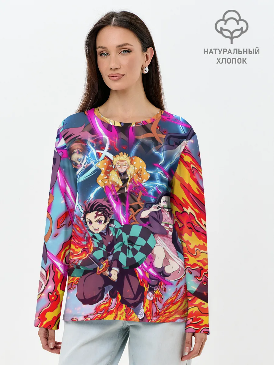 Лонгслив женский. Хлопок / КЛИНОК РАССЕКАЮЩИЙ ДЕМОНОВ