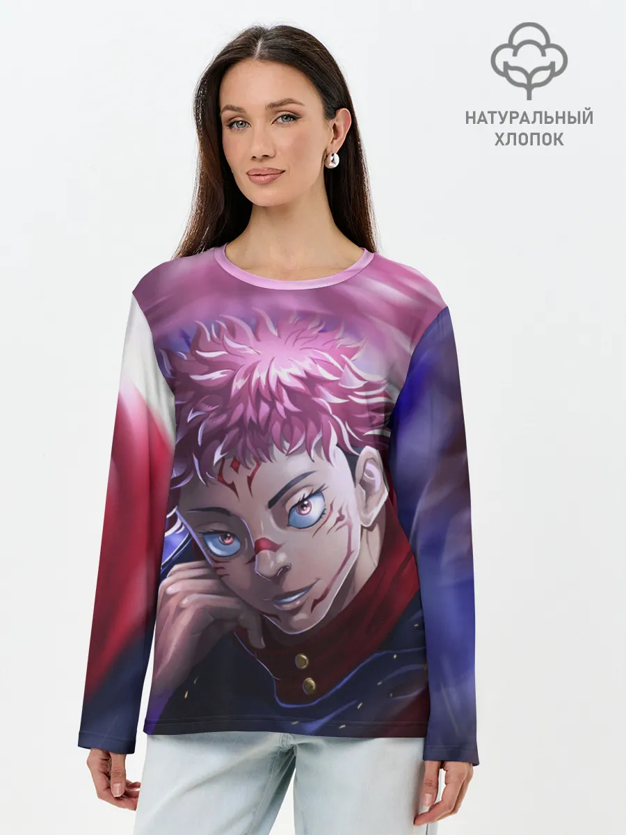 Лонгслив женский. Хлопок / JUJUTSU KAISEN | SUKUNA вихрь