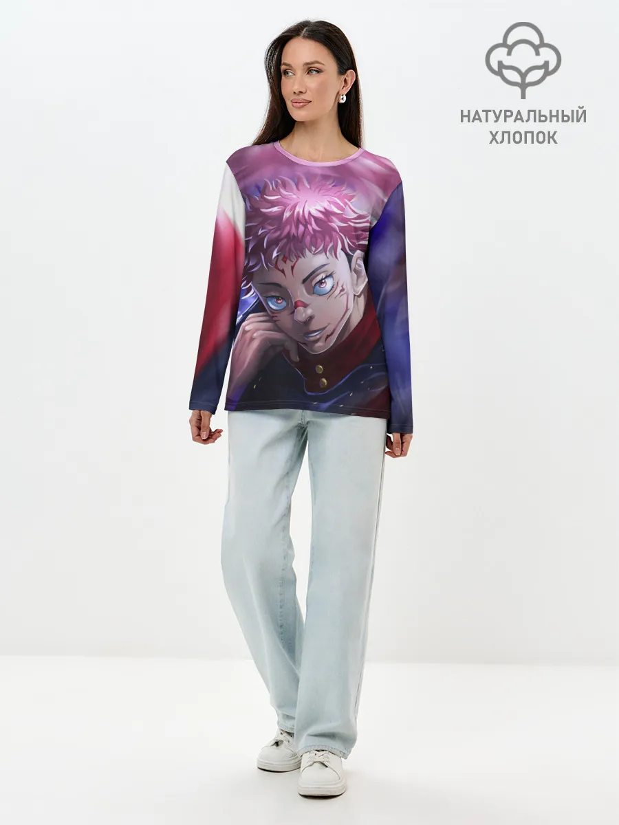 Лонгслив женский. Хлопок / JUJUTSU KAISEN | SUKUNA вихрь