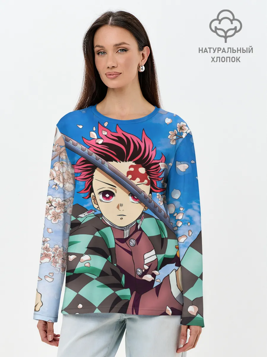 Лонгслив женский. Хлопок / КЛИНОК РАССЕКАЮЩИЙ ДЕМОНОВ