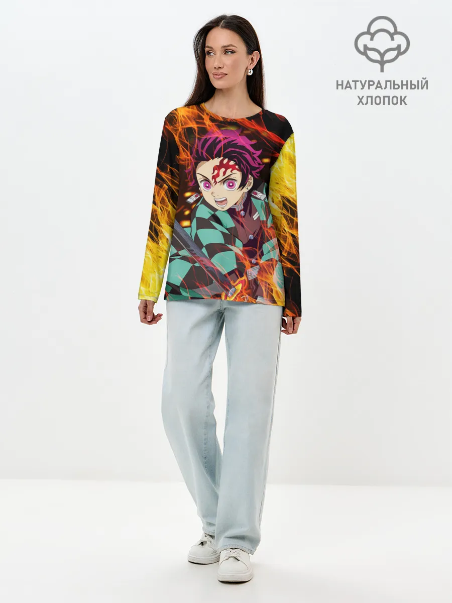 Лонгслив женский. Хлопок / КЛИНОК РАССЕКАЮЩИЙ ДЕМОНОВ