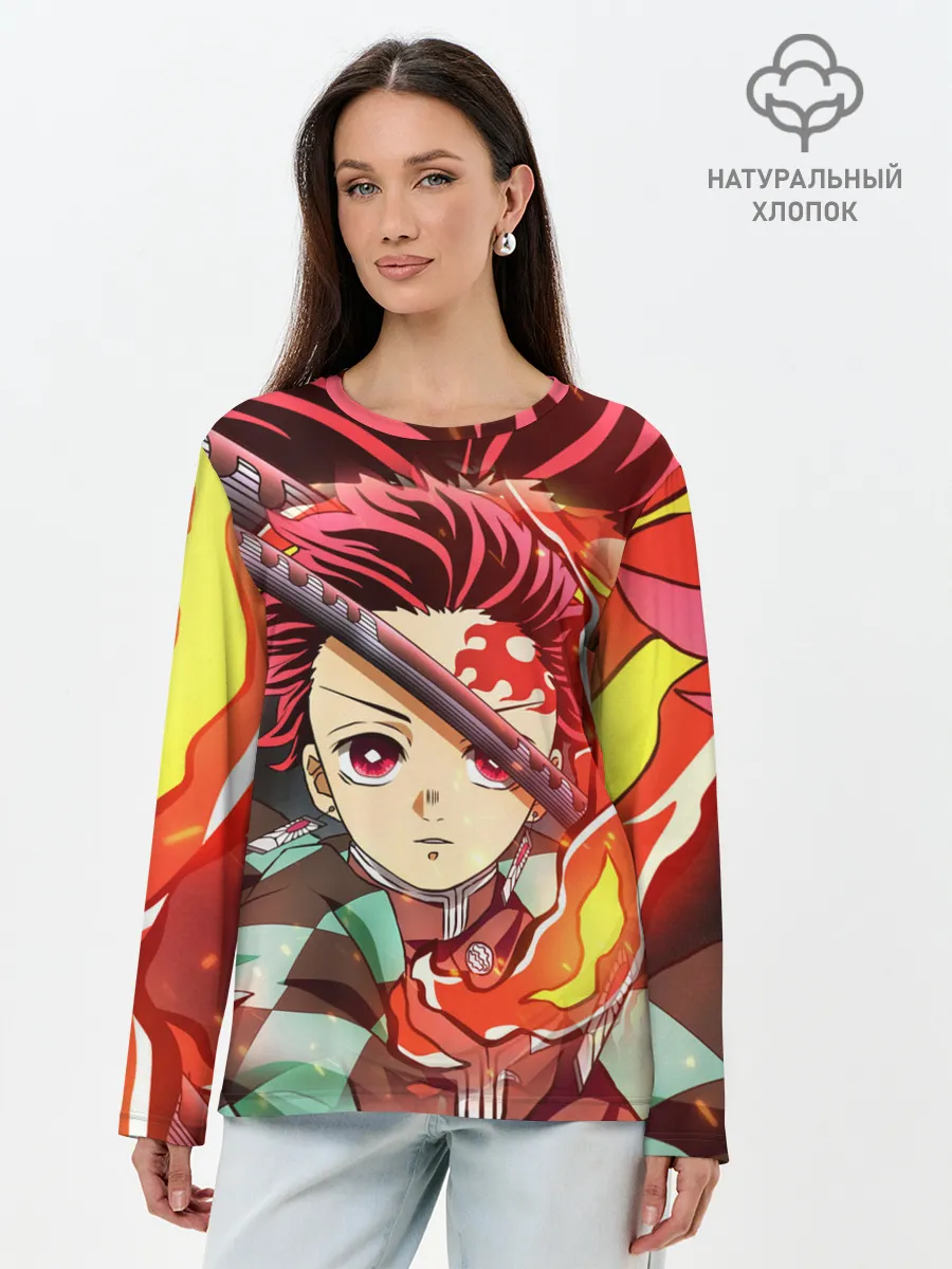 Лонгслив женский. Хлопок / КЛИНОК РАССЕКАЮЩИЙ ДЕМОНОВ