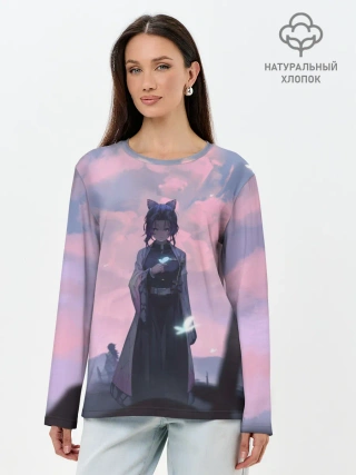 Лонгслив женский. Хлопок / КЛИНОК РАССЕКАЮЩИЙ ДЕМОНОВ