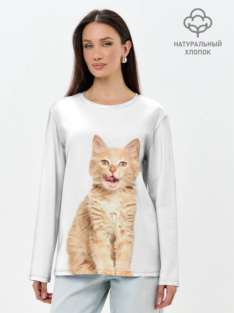 Лонгслив женский. Хлопок / Кошечка