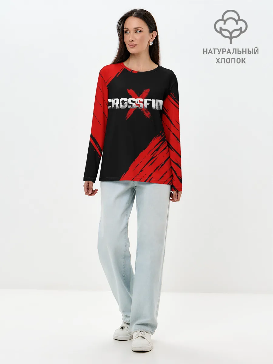 Лонгслив женский. Хлопок / Cross fire X