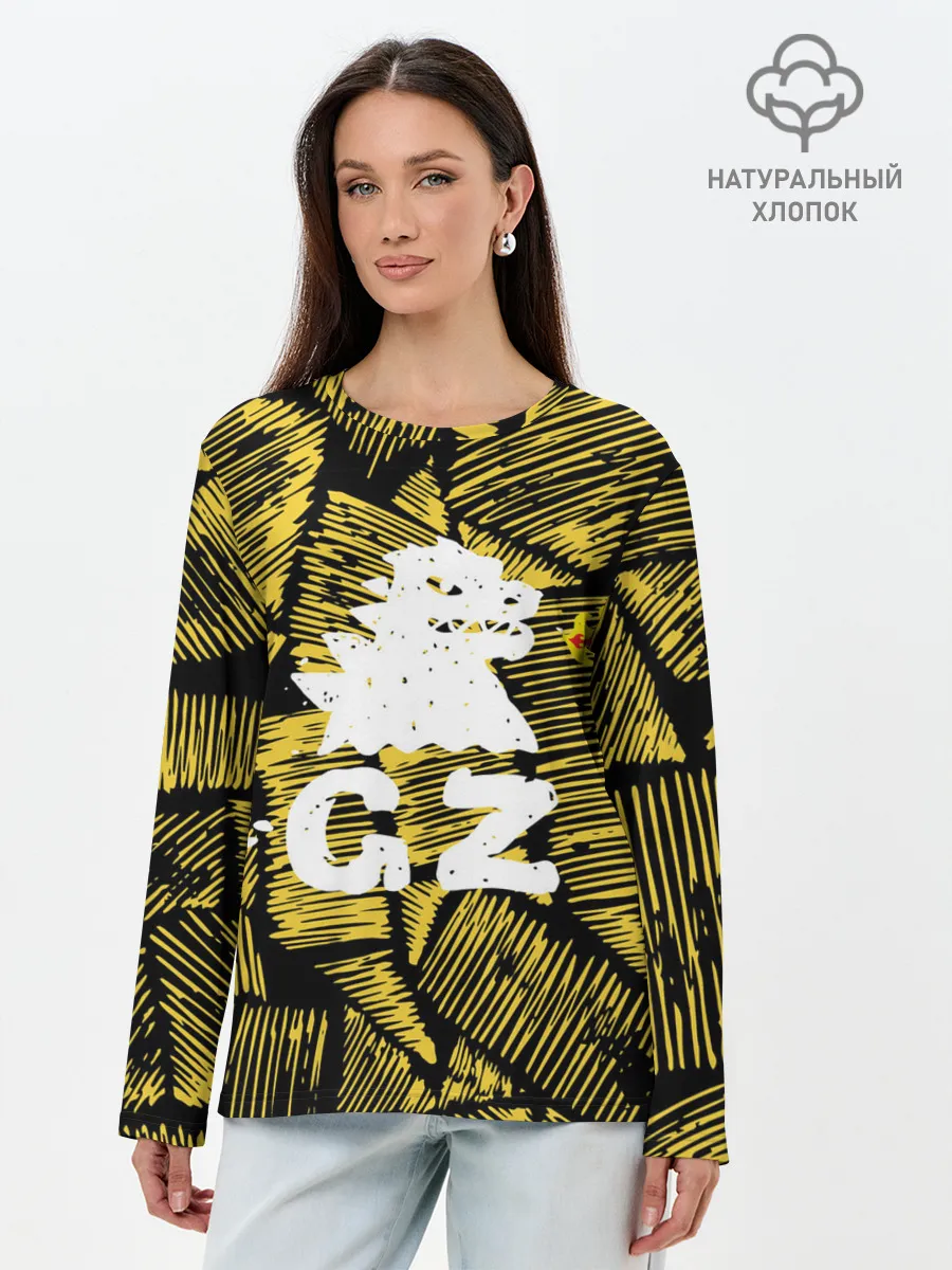 Лонгслив женский. Хлопок / годзилла