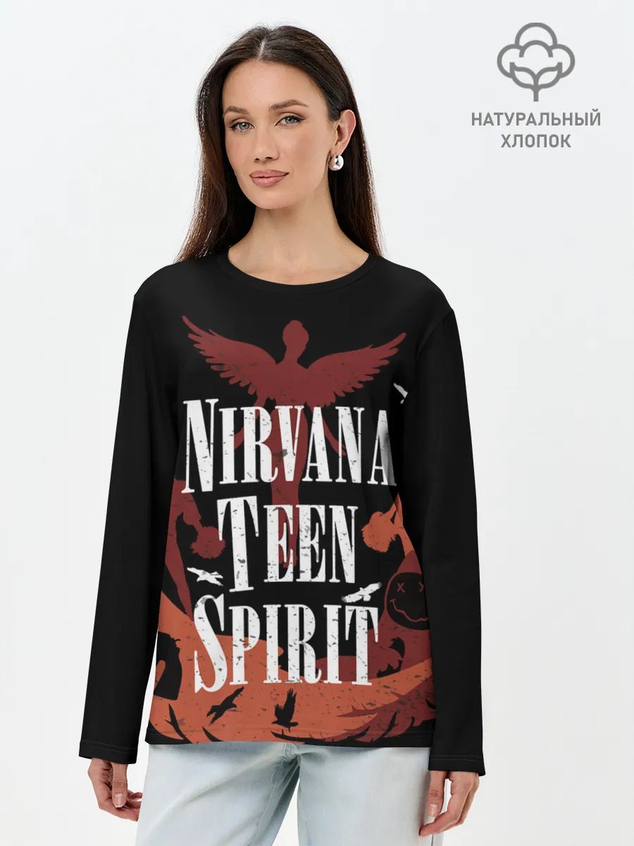 Лонгслив женский. Хлопок / NIRVANA TEEN SPIRIT