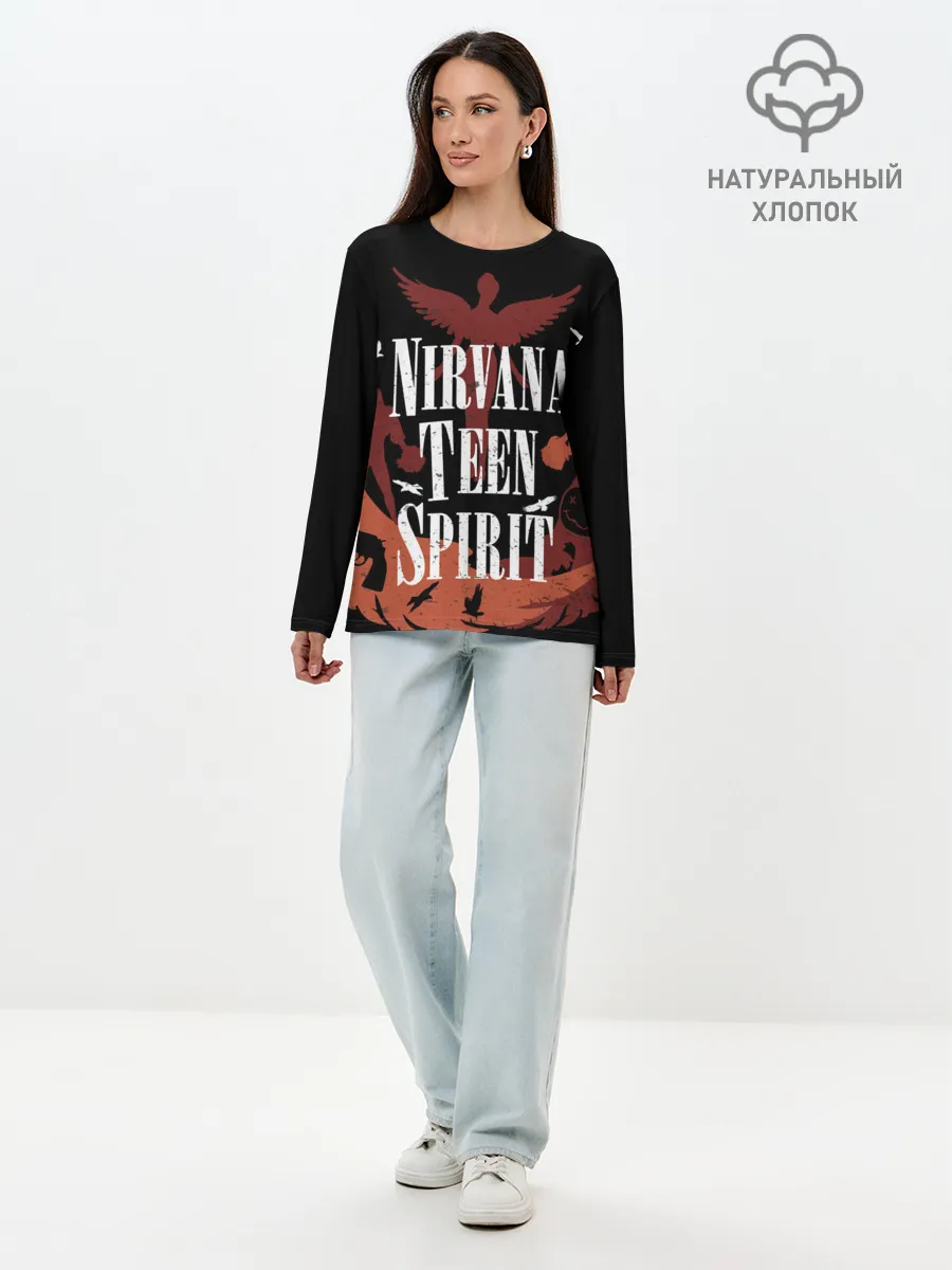 Лонгслив женский. Хлопок / NIRVANA TEEN SPIRIT