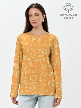 Лонгслив женский. Хлопок / оранжевая еда