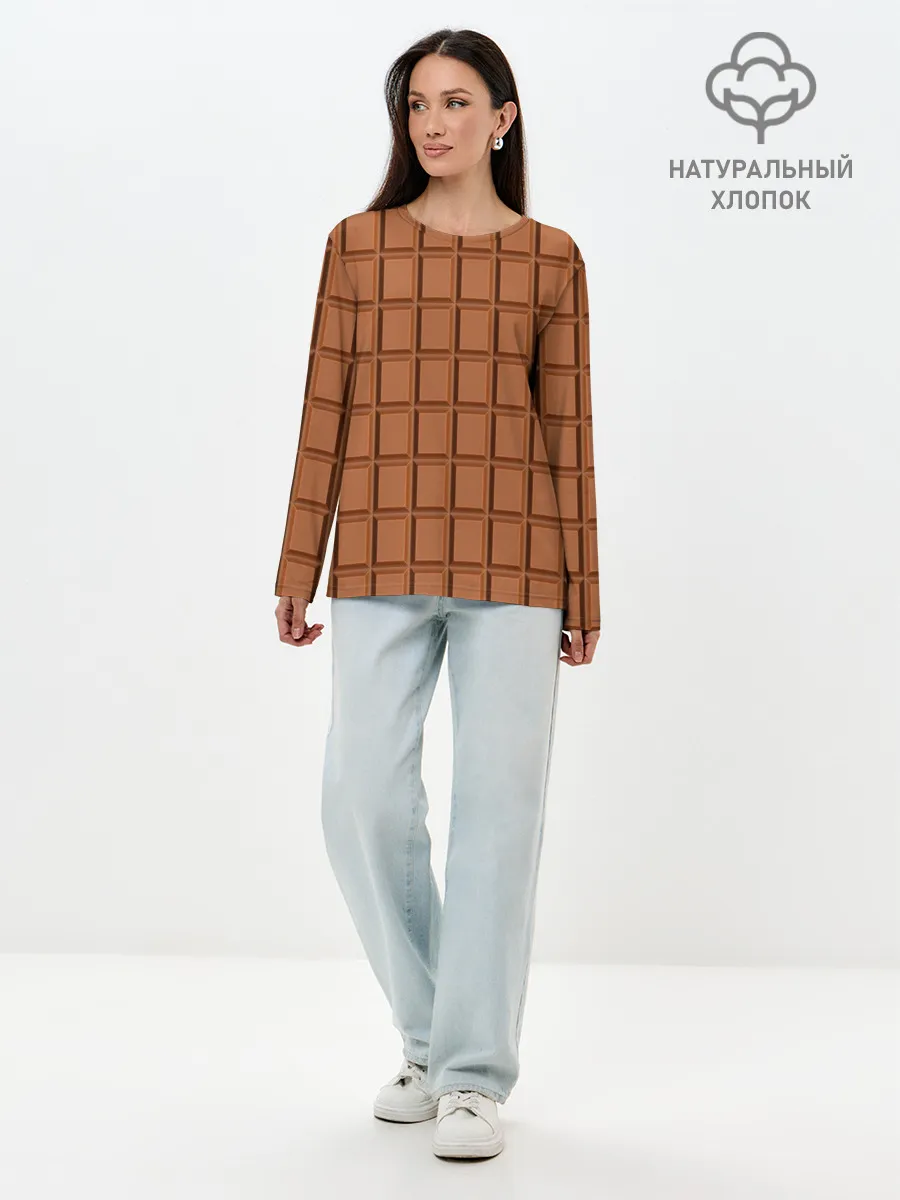 Лонгслив женский. Хлопок / Шоколад