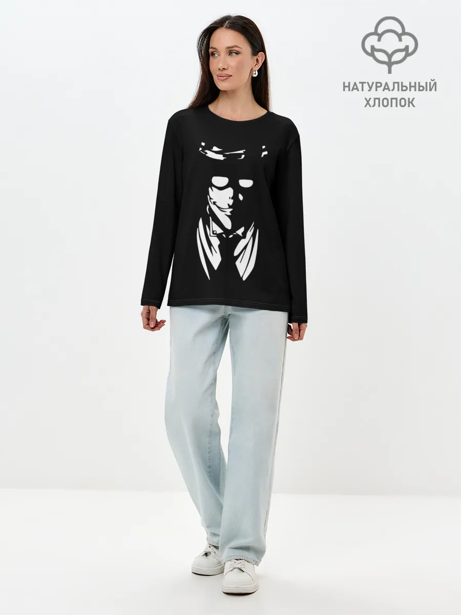 Лонгслив женский. Хлопок / Черно-белый Алукард