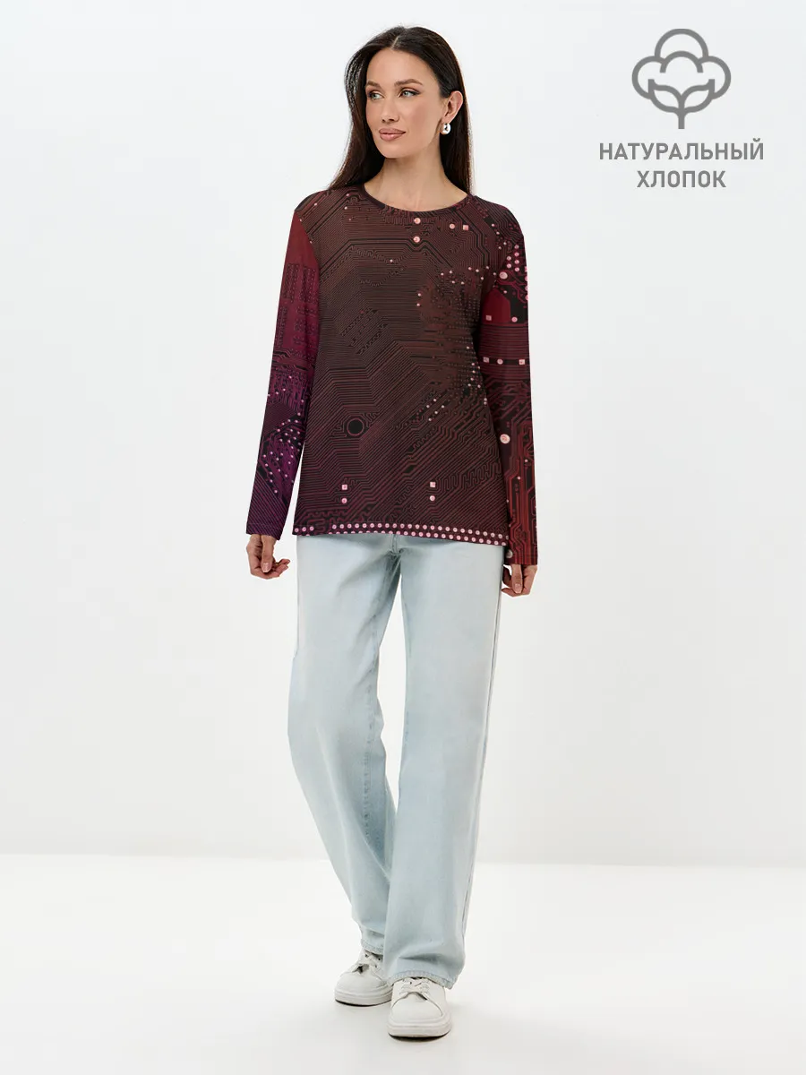 Лонгслив женский. Хлопок / МАТЕРИНСКАЯ ПЛАТА