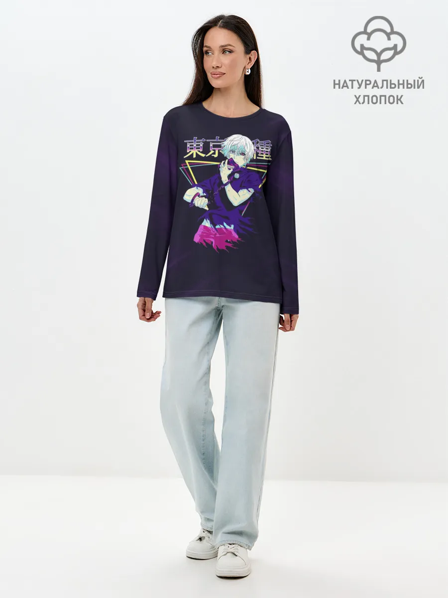 Лонгслив женский. Хлопок / Канеки Кен под 80-е