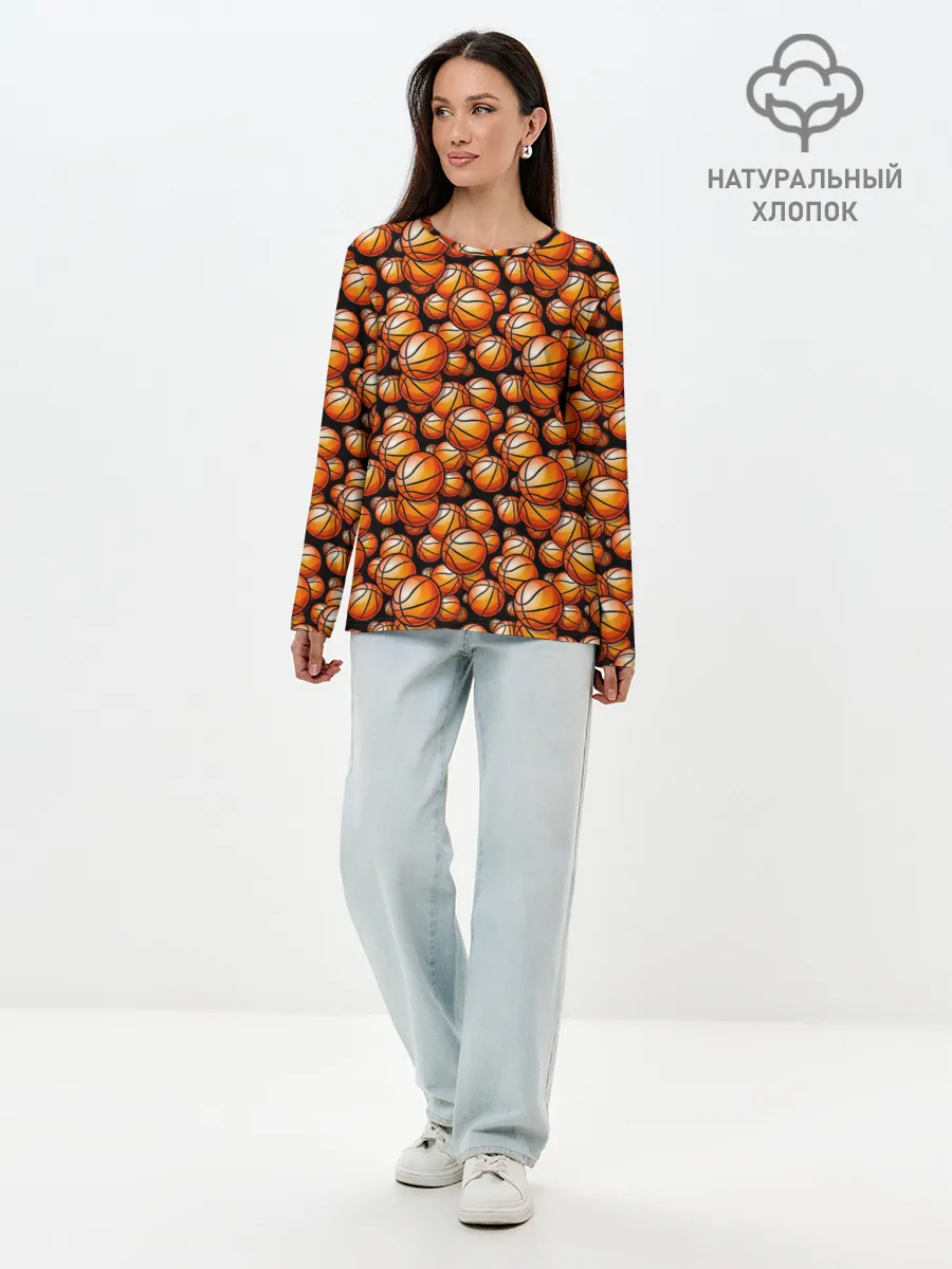 Лонгслив женский. Хлопок / Баскетбольные Мячи