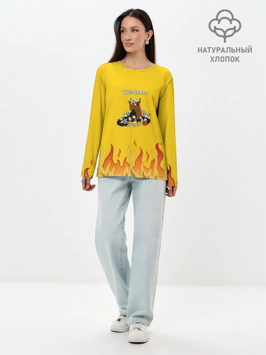 Лонгслив женский. Хлопок / CUPHEAD | ДАНТЕ