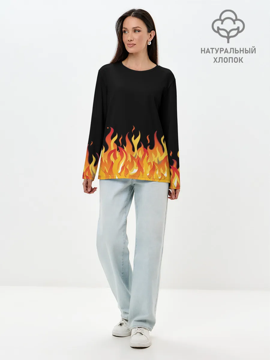 Лонгслив женский. Хлопок / ОГОНЬ И НИЧЕГО ЛИШНЕГО