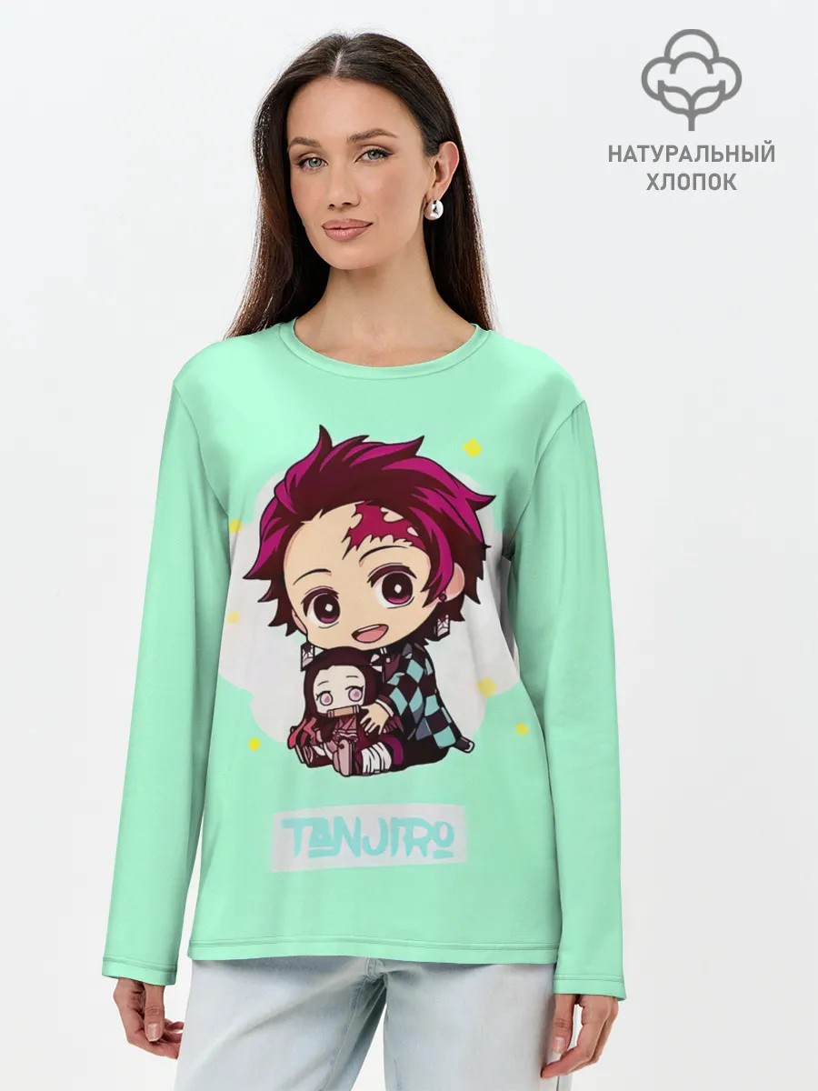 Лонгслив женский. Хлопок / Танджиро Клинок, рассекающий демонов