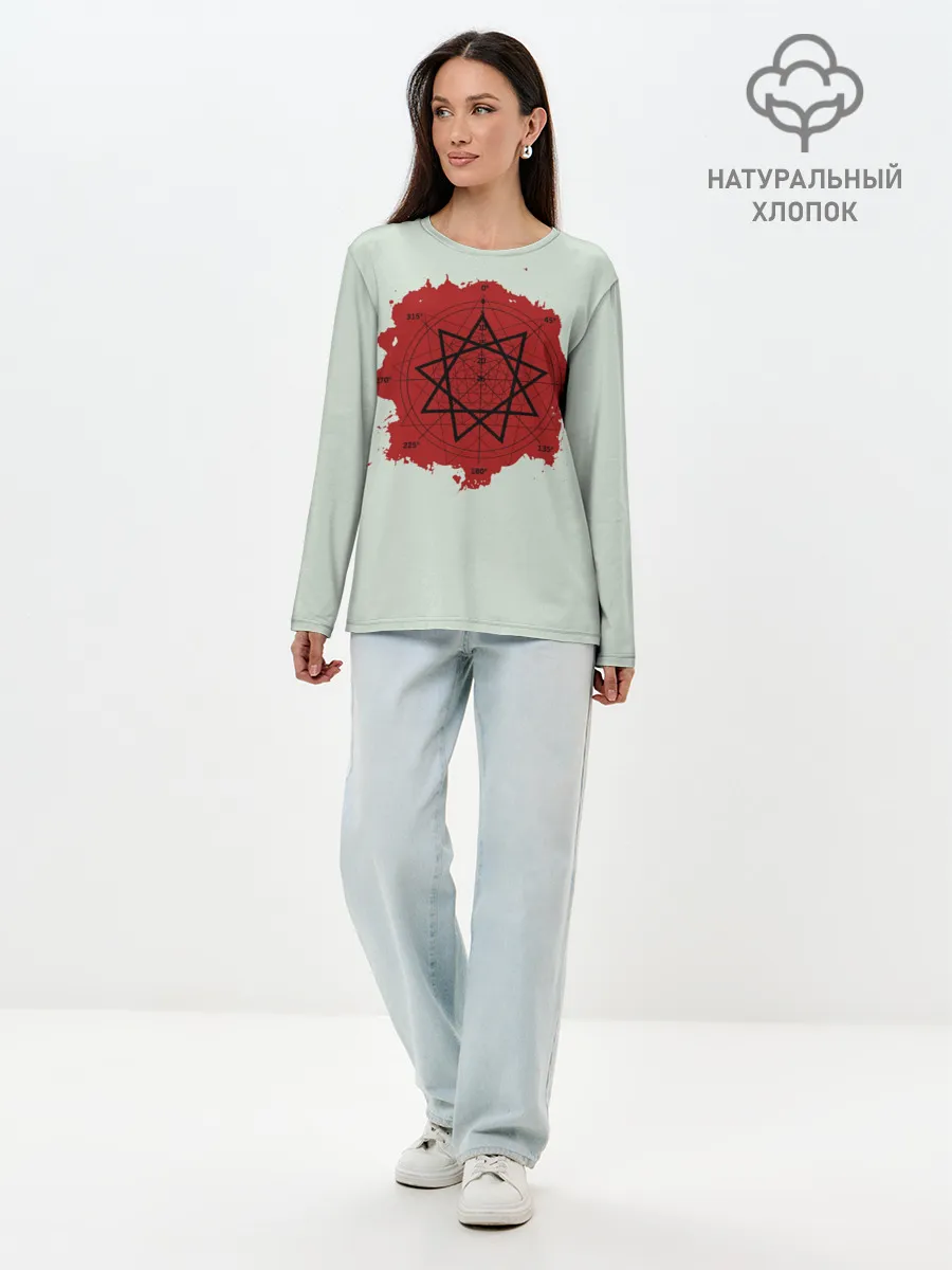 Лонгслив женский. Хлопок / Пентаграмма Slipknot