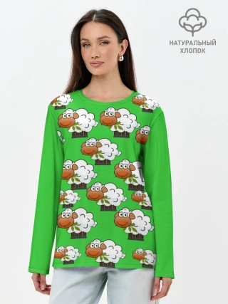 Лонгслив женский. Хлопок / Овцы