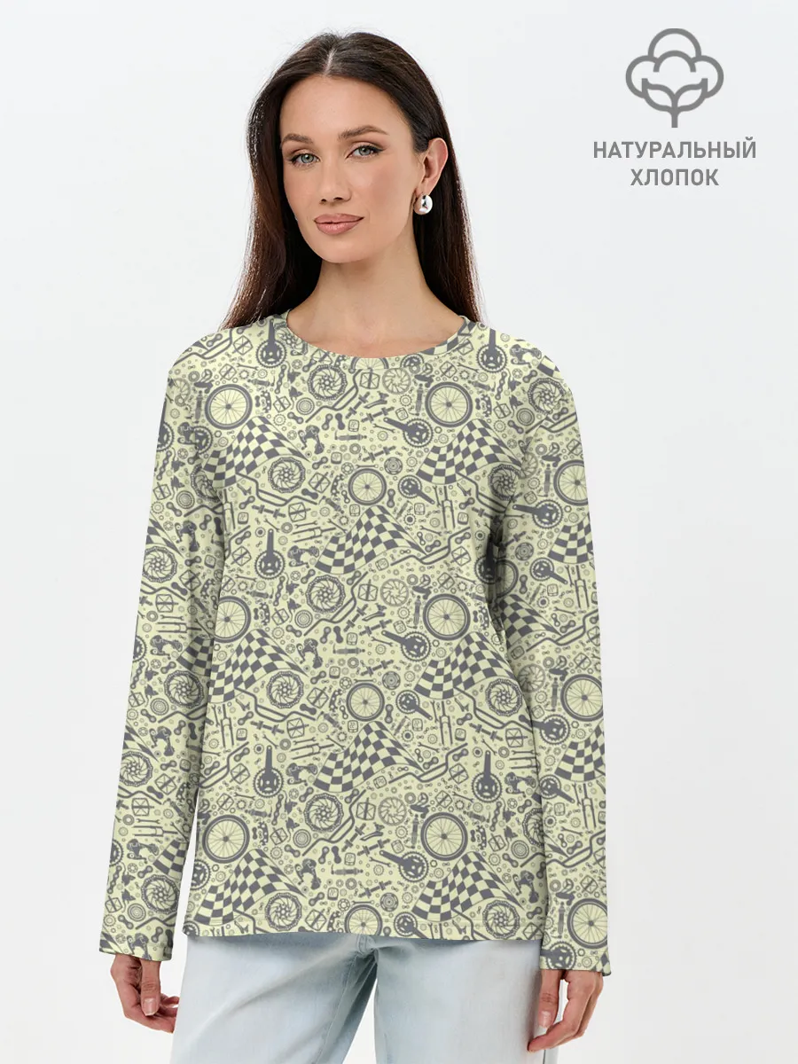 Лонгслив женский. Хлопок / Велосипедные части