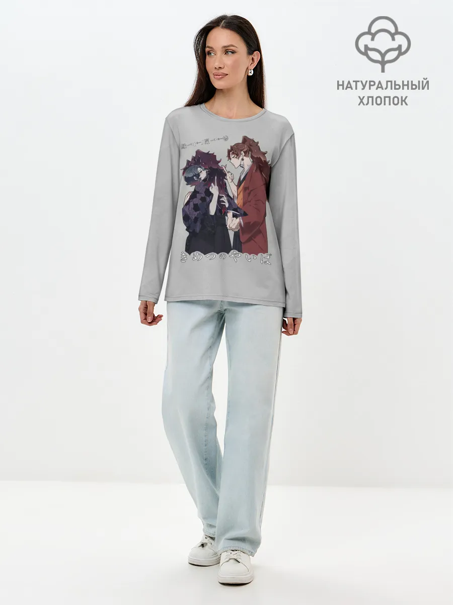 Лонгслив женский. Хлопок / Клинок, рассекающий демонов