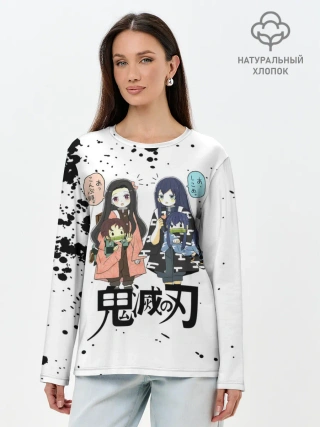 Лонгслив женский. Хлопок / Клинок, рассекающий демонов